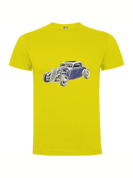 iLovePrints Hyper Real Retro Rides T-shirt Gelb