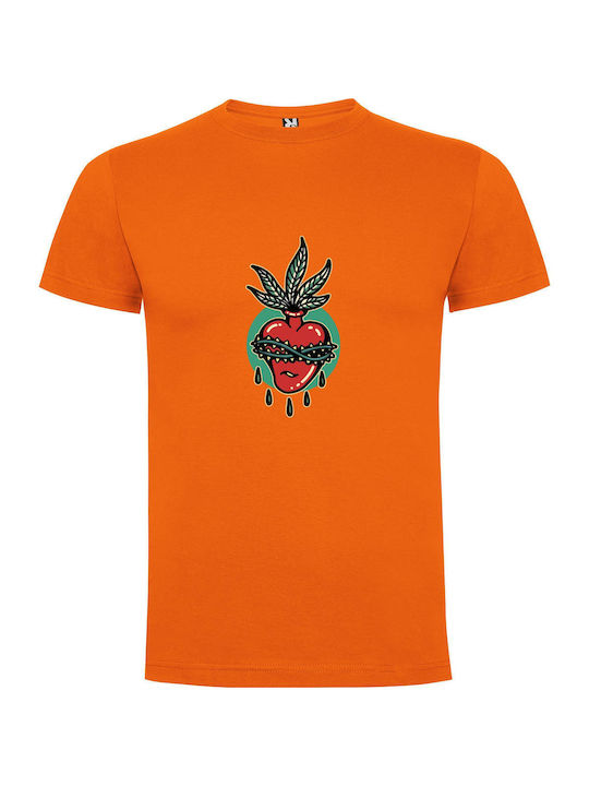 iLovePrints Heart's Foliage Masterpiece T-shirt Orange