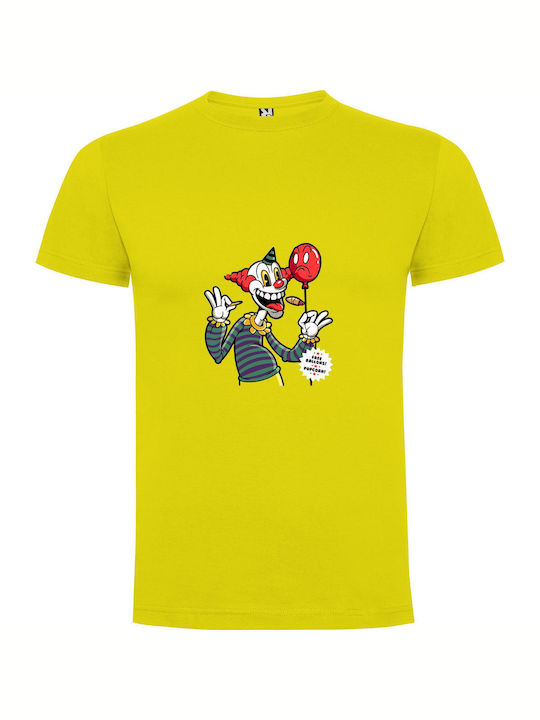 iLovePrints Balloon Jester Trading Card T-shirt Yellow