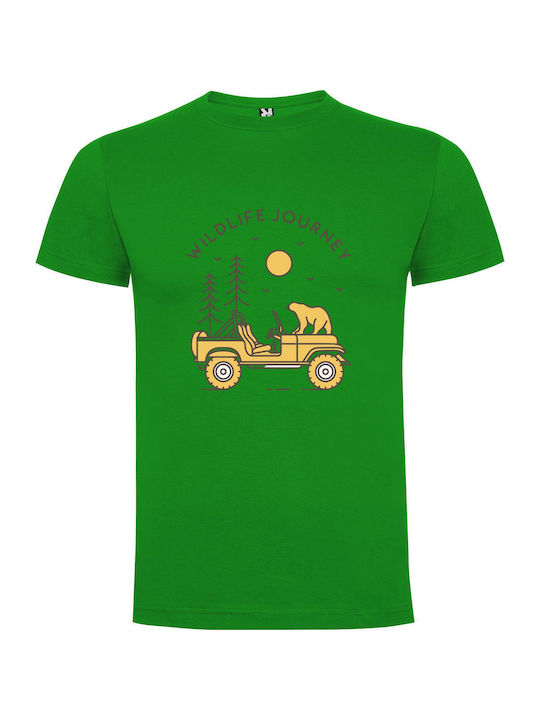 iLovePrints Wildlife Jeep Adventure T-shirt Green