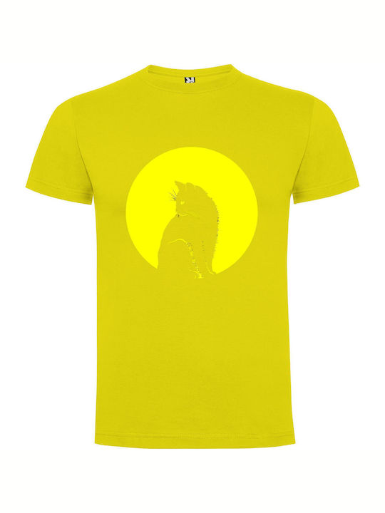 iLovePrints Midnight Feline Majesty T-shirt Yellow