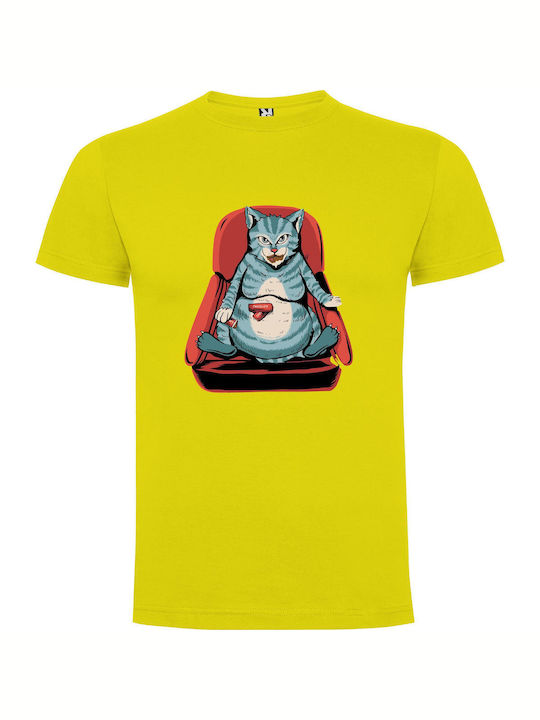 iLovePrints Chonker Chair Cat T-shirt Yellow