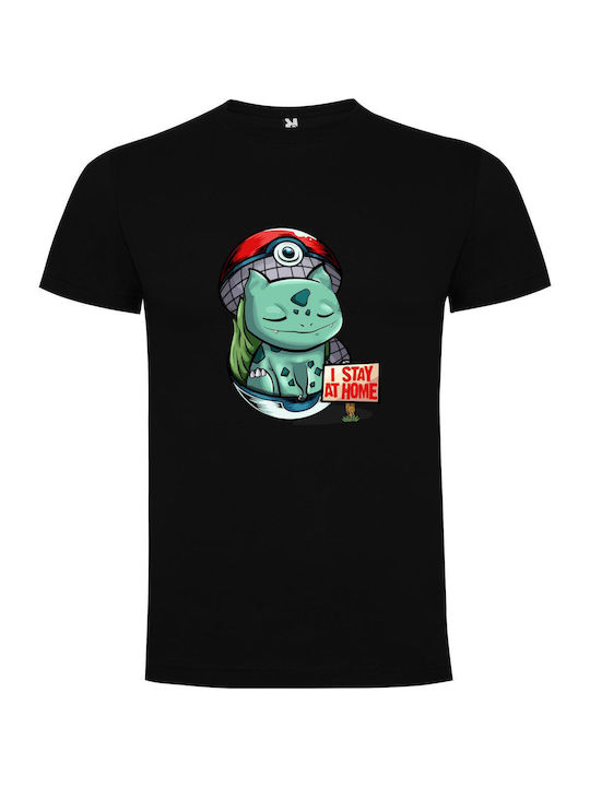 Stay-at-home Pokemon Squad T-shirt Pokemon Μαύρο