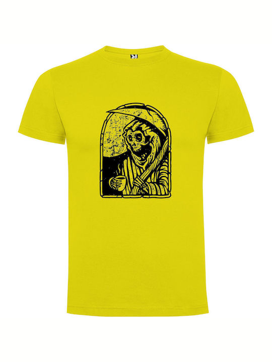 iLovePrints Coffee And Bones T-shirt Yellow