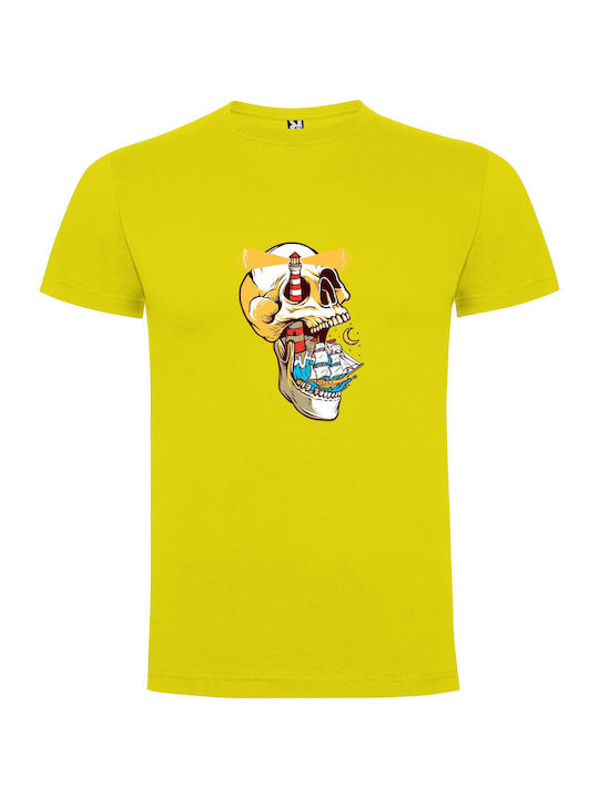 iLovePrints Illuminated Skull Design T-shirt Yellow