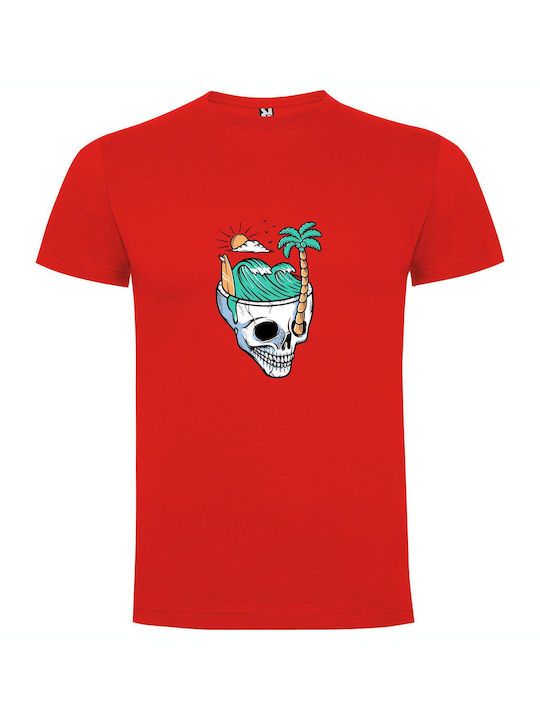 iLovePrints Islandpunk Skull Fantasy T-shirt Red