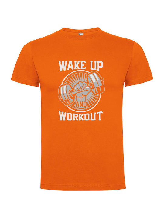 iLovePrints Sweat Samurai Gym Wakeup T-shirt Orange