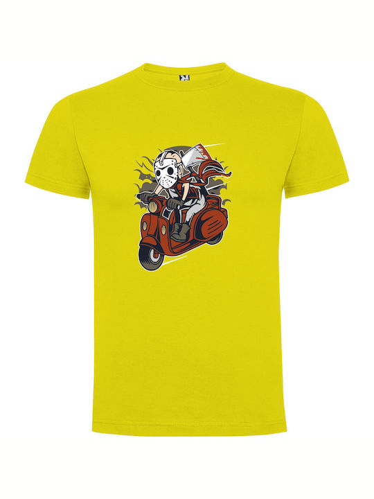 iLovePrints Masked Slasher Rider T-shirt Κίτρινο