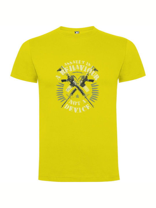 iLovePrints Rebel Gun Attire T-shirt Yellow