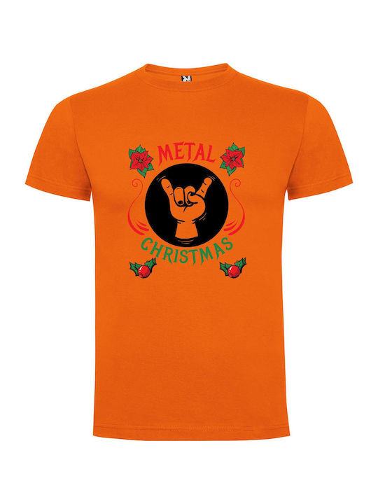 iLovePrints Metal Xmas! T-shirt Orange