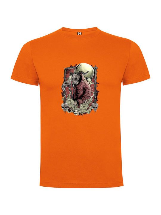 iLovePrints Rat Reaper Cultist Illustration T-shirt Orange