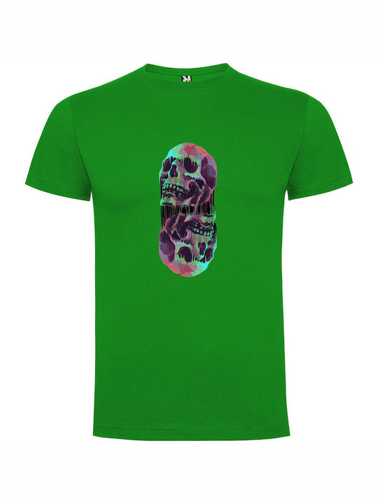 iLovePrints Psychedelic Skull Nebula T-shirt Green