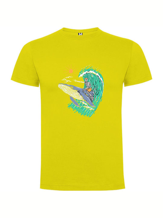 iLovePrints Whale Wave Adventures T-shirt Κίτρινο