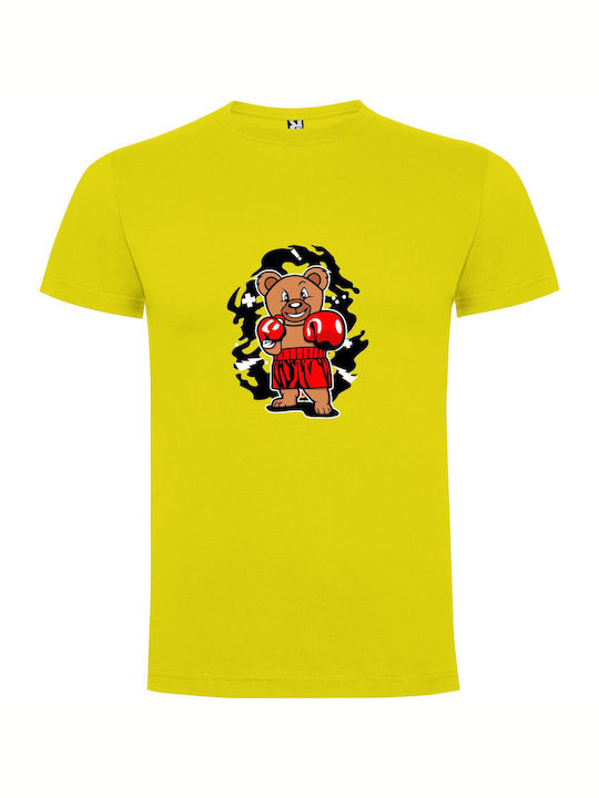 iLovePrints Boxing Fury Teddy T-shirt Yellow