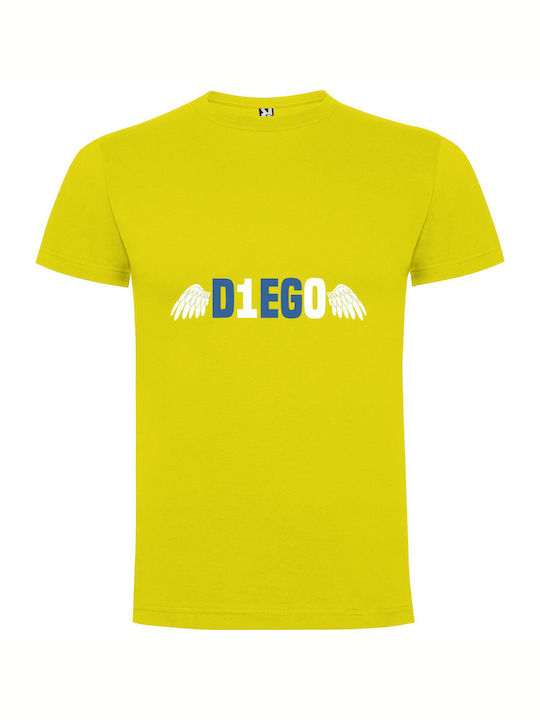 iLovePrints Dove Wings On Blue T-shirt Yellow