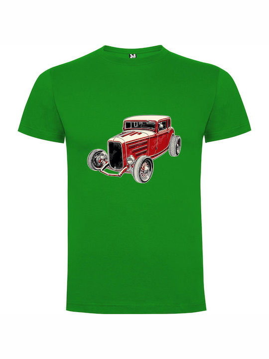 iLovePrints Vintage Car Vector Art T-shirt Green