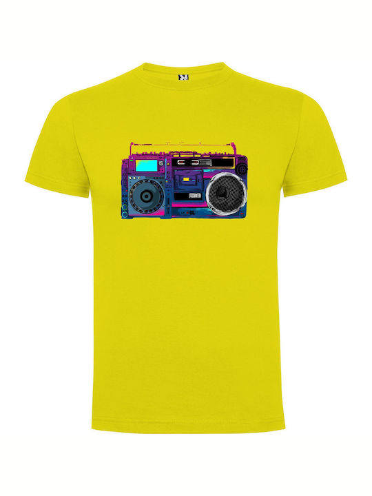 iLovePrints Vaporwave Boombox Beat T-shirt Κίτρινο