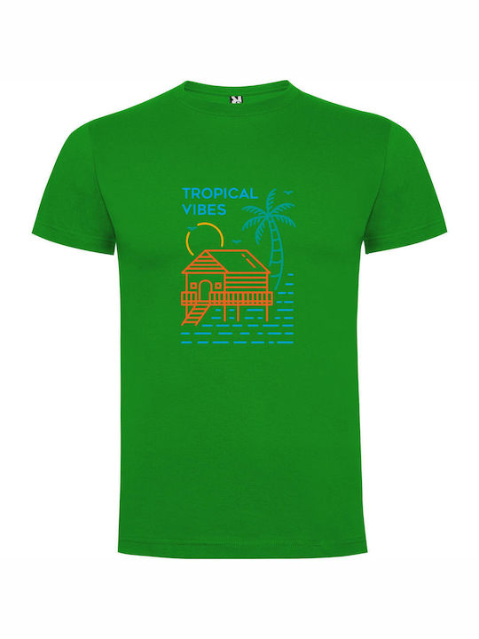 iLovePrints Tropical Beach Paradise T-shirt Green