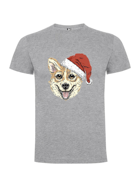 iLovePrints Santa Hatted Pooches T-shirt Gray