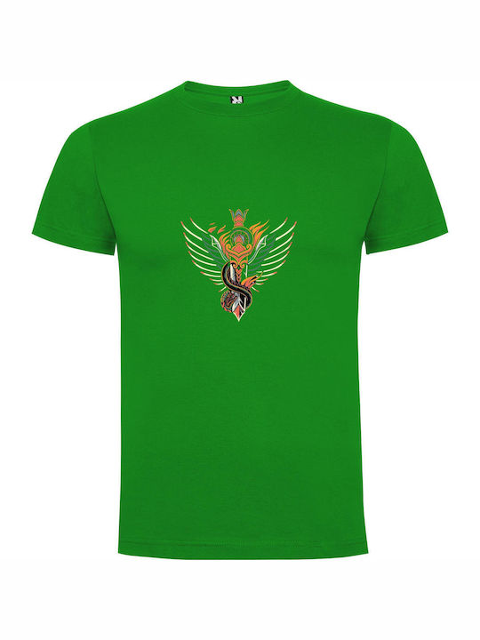 iLovePrints Flaming Winged Serpent T-shirt Green