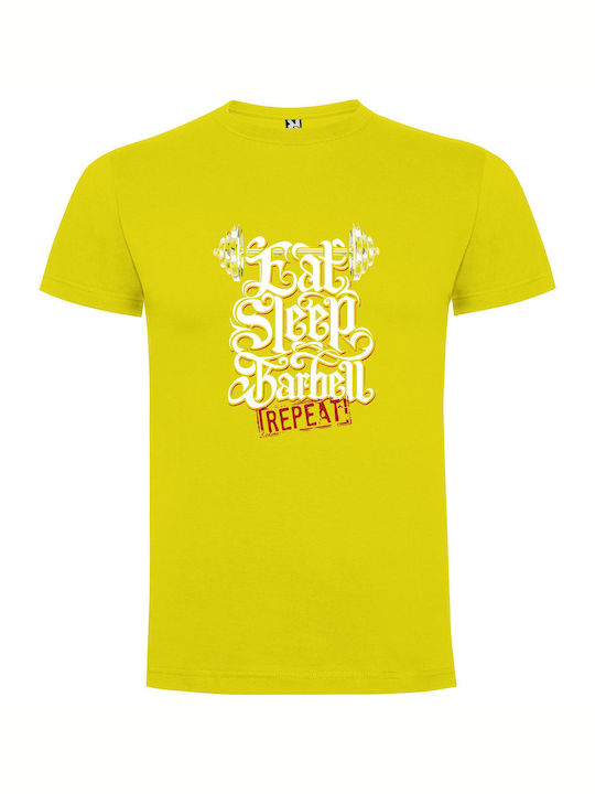 iLovePrints Metal Barbell Dreams T-shirt Yellow