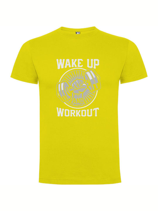 iLovePrints Sweat Samurai Gym Wakeup T-shirt Yellow