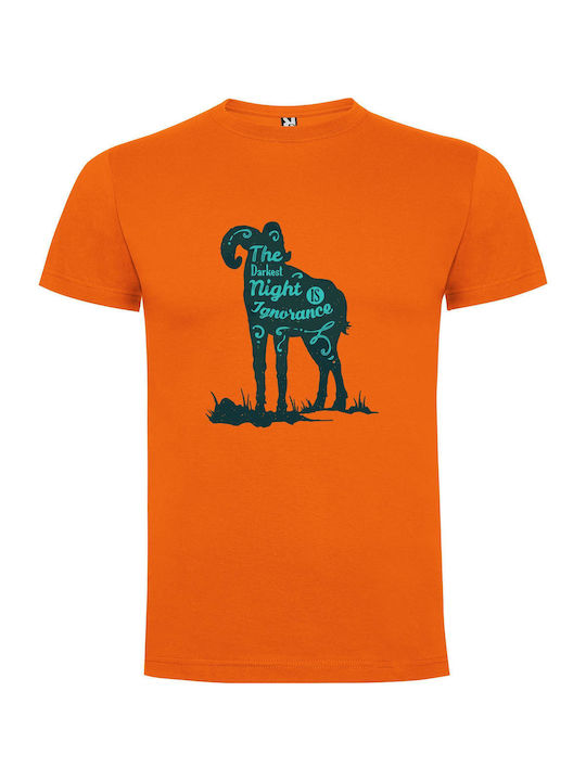 iLovePrints Night Goat Silhouette T-shirt Orange