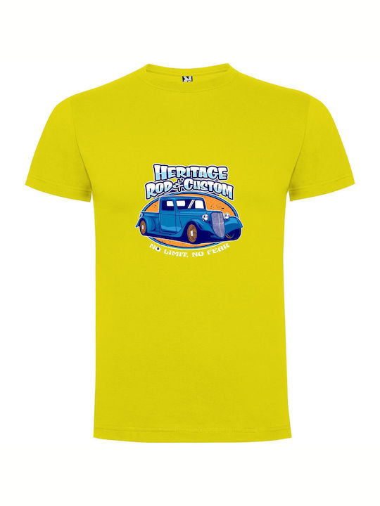 iLovePrints Heritage Hotrod Tricou Galben