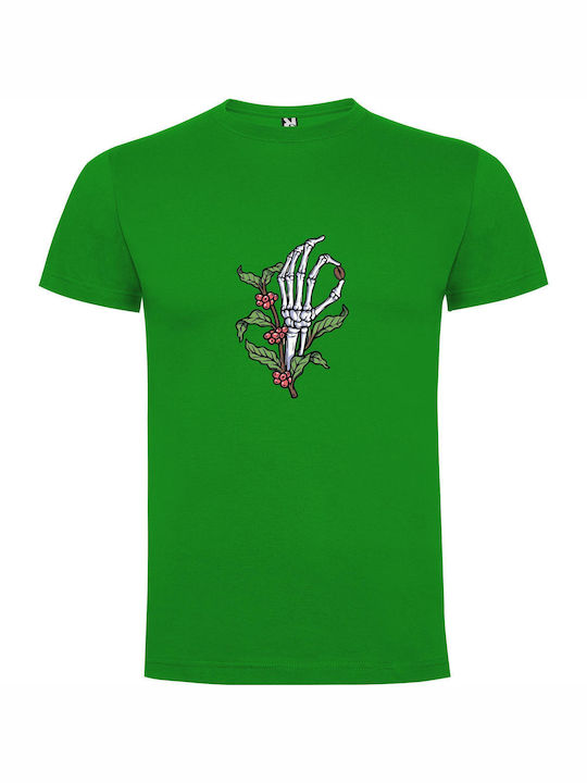 iLovePrints Blooming Skeletal Hands T-shirt Green