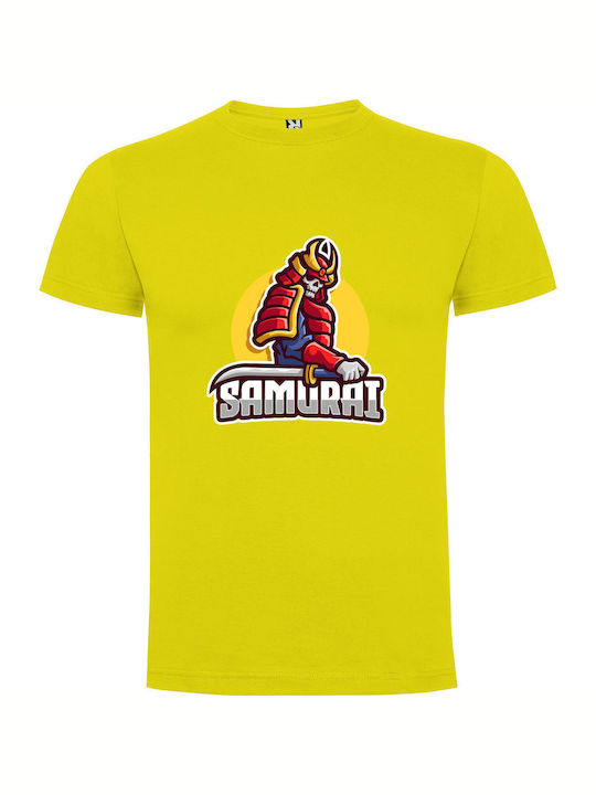 iLovePrints Blade Samurai Mascot Tricou Galben