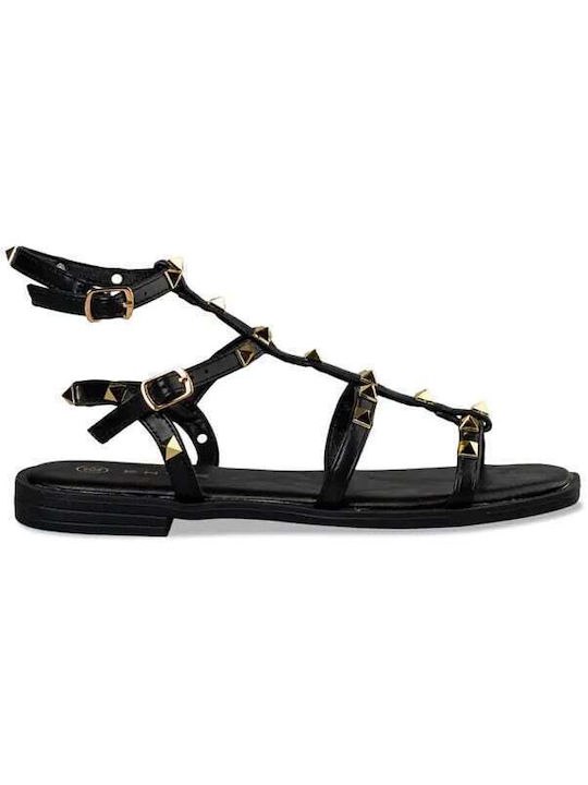 Envie Shoes Women's Flat Sandals with Strap in Black Color