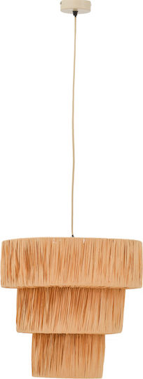 Inart Bombe Pendant Light Beige with Socket E27 40x40x120cm