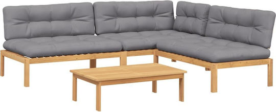 Garten- und Outdoor-Möbelsets Wohnzimmer Typsatz 4 Stück Braun mit Kissen Garten- und Outdoor-Möbelsets Wohnzimmer Typsatz 4 Stück Braun mit Kissen