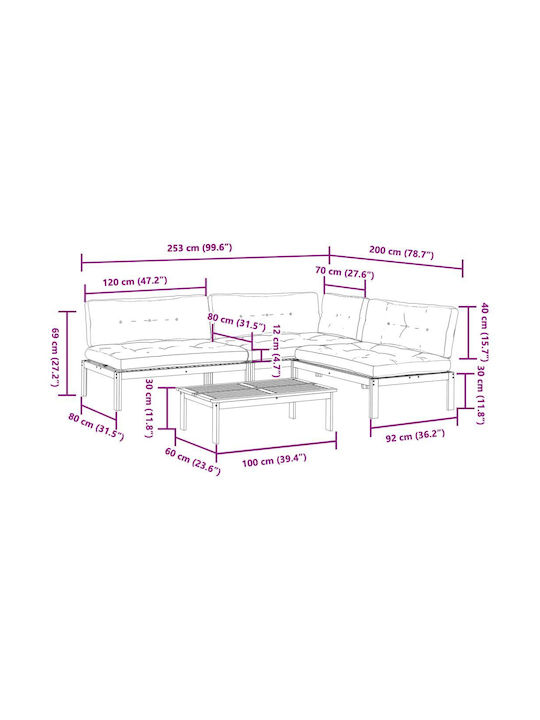 Set Camera De Zi Pentru Exterior 4 Piese Maro Cu Perne