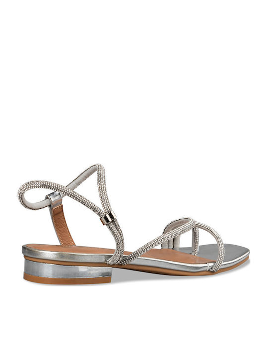 Women's Flat Sandals in Silver Color