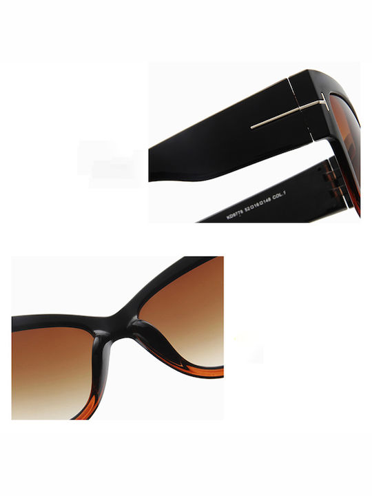 Techsuit Women's Sunglasses with Black Frame and Purple Gradient Lens