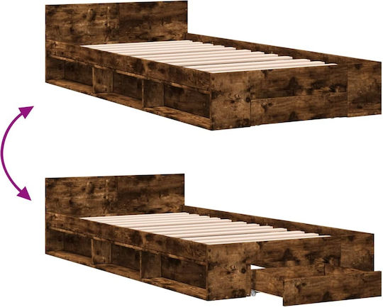 King Size Holzbetten Braune mit Lattenrost für Matratze 190x190cm