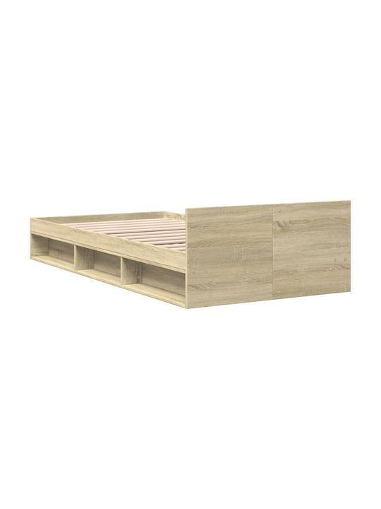 Ein Einzelbett Aus Holz Braune Mit Lattenrost Für Matratze 75x190cm