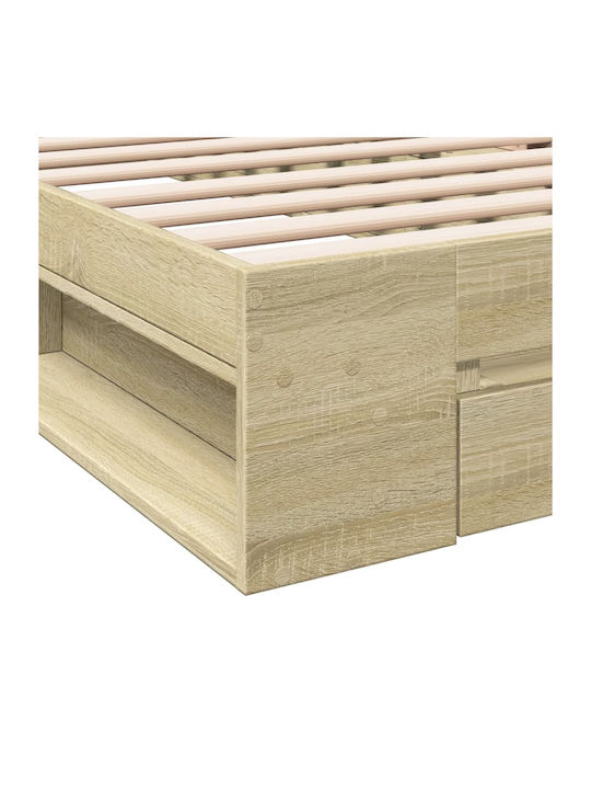 Ein Einzelbett Aus Holz Braune Mit Lattenrost Für Matratze 75x190cm