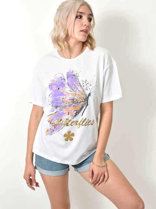 Butterflies Дамска Тениска Бяла