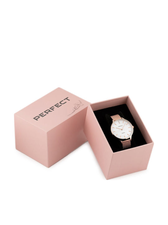 Perfect Damen Uhr mit Rose Gold Metallarmband