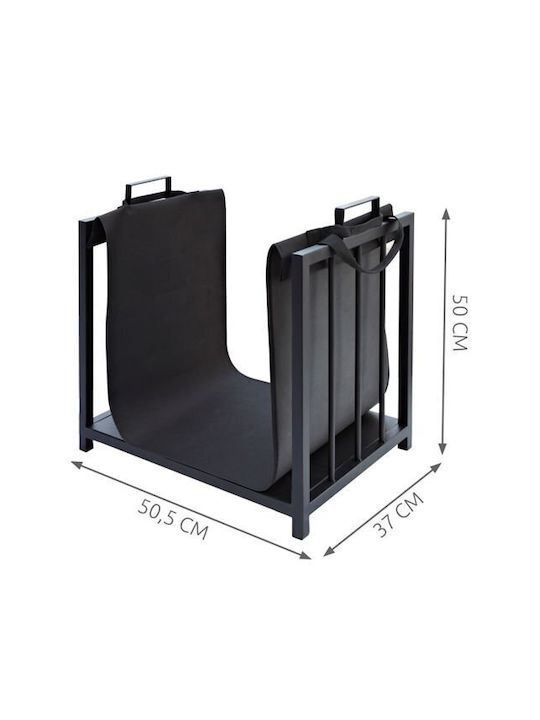 Μεταλλική Τσάντα Μεταφοράς Ξύλων 50.5x37x50cm Μαύρη