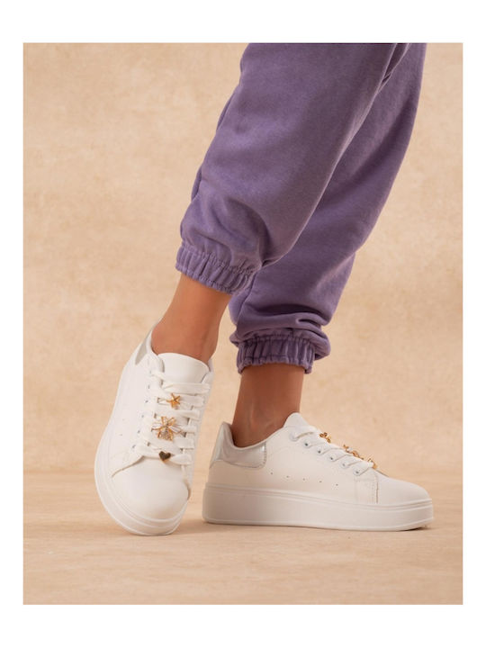 Adidași Flatforms Pentru Femei Alb