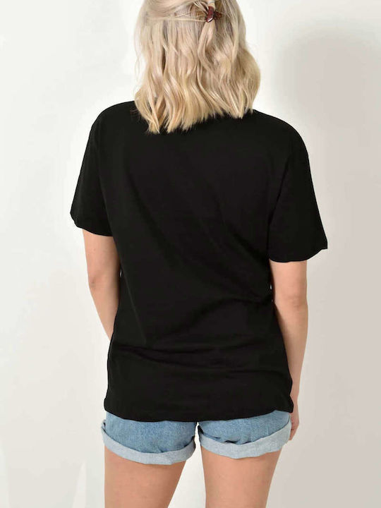Potre Women's T-shirt Animal Print Black
