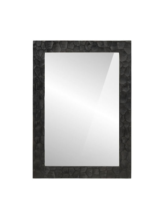 vidaXL Καθρέπτης Μπάνιου από Μασίφ Ξύλο 50x70cm Μαύρος