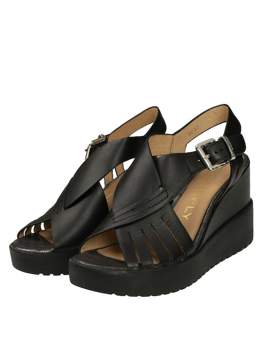 Stonefly Anatomic Women's Leather Platform Shoes Black