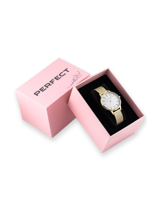 Perfect Damen Uhr mit Gold Metallarmband