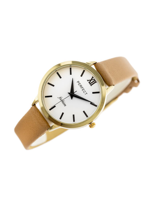 Perfect Watch with Beige Leather Strap