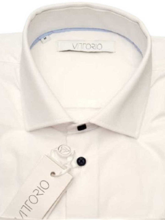 Vittorio Artist Men's Shirt Long Sleeve Cotton White/Blue