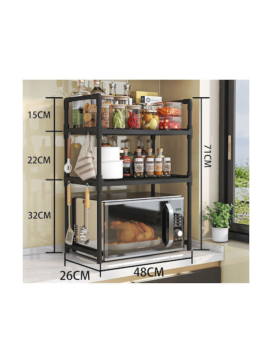 Βάση για Φούρνο Μικροκυμάτων Μεταλλική 48x32x71εκ. Μαύρη